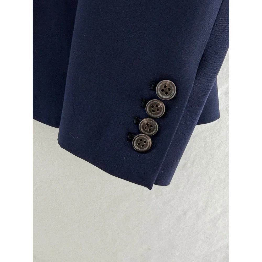 J. Crew 1035 Bi-Stretch Wool Blazer Navy Blue Two-Button Jacket Size 6 95961